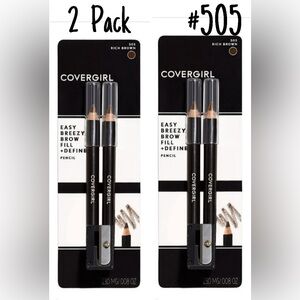 CoverGirl Easy Breezy Brow Fill + Define Pencil, twin #505 Rich Brown 2 pack new